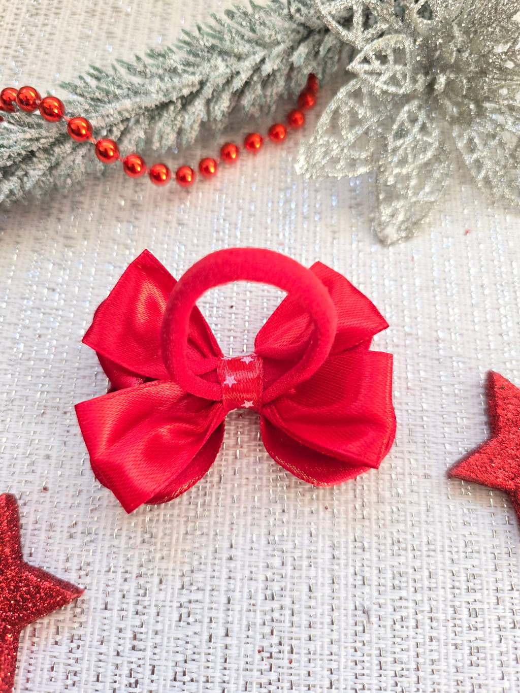 Weihnachtsrubin Haarschleife