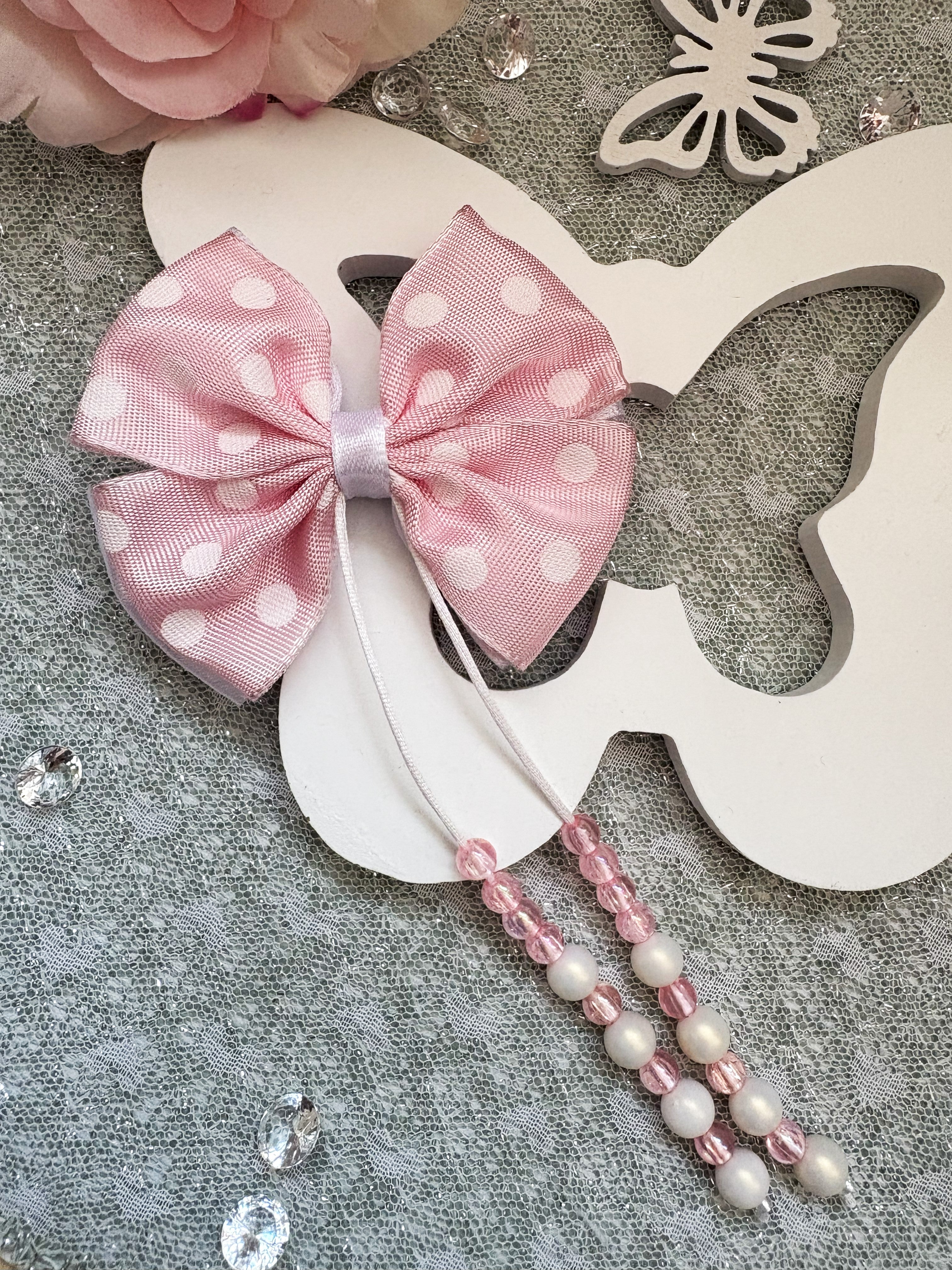 Rosé Dream Polka Bow Haarschleife