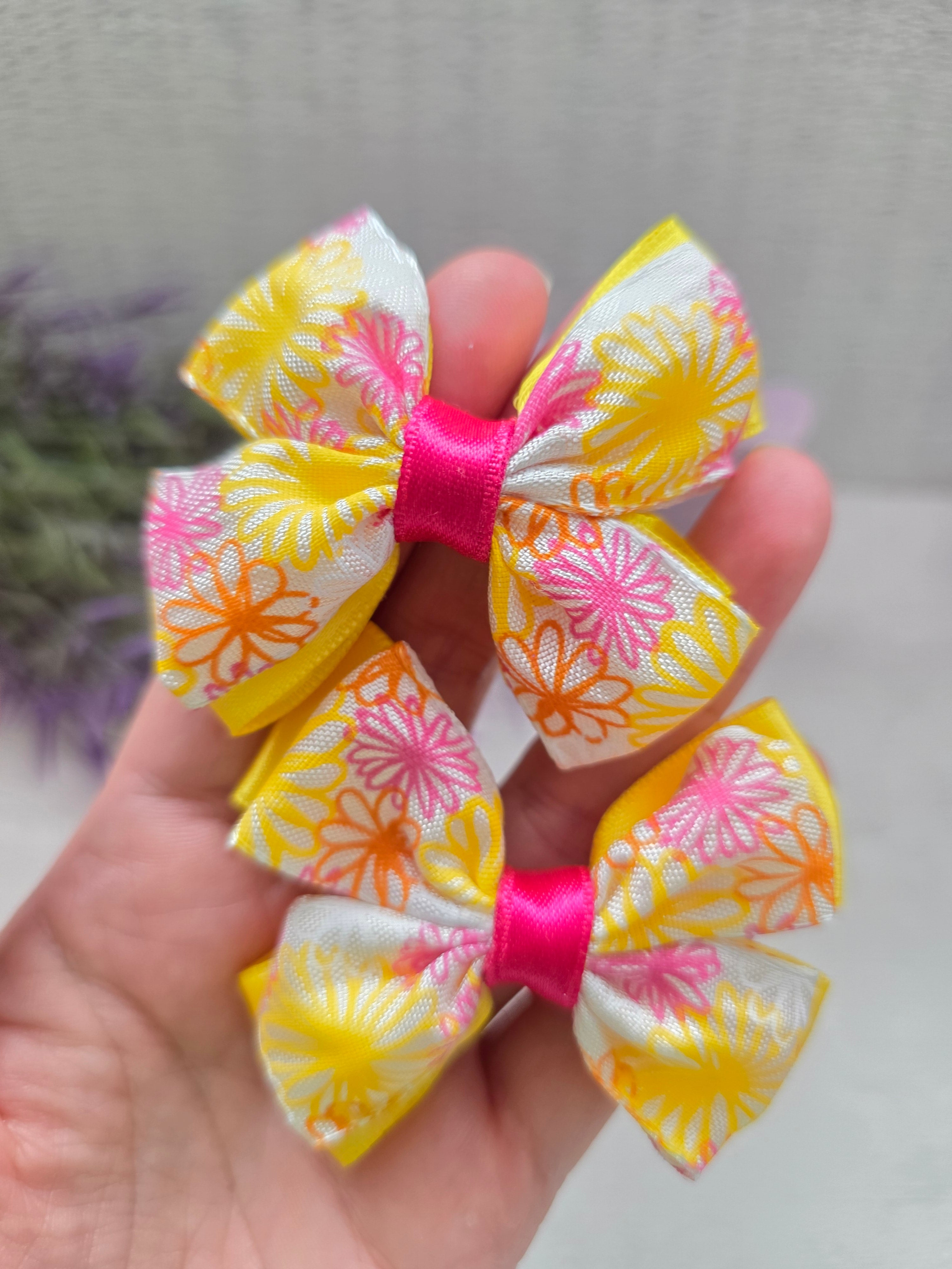 „Sonnenblümchen-Schleifen“ – 2er Set Haarschleife