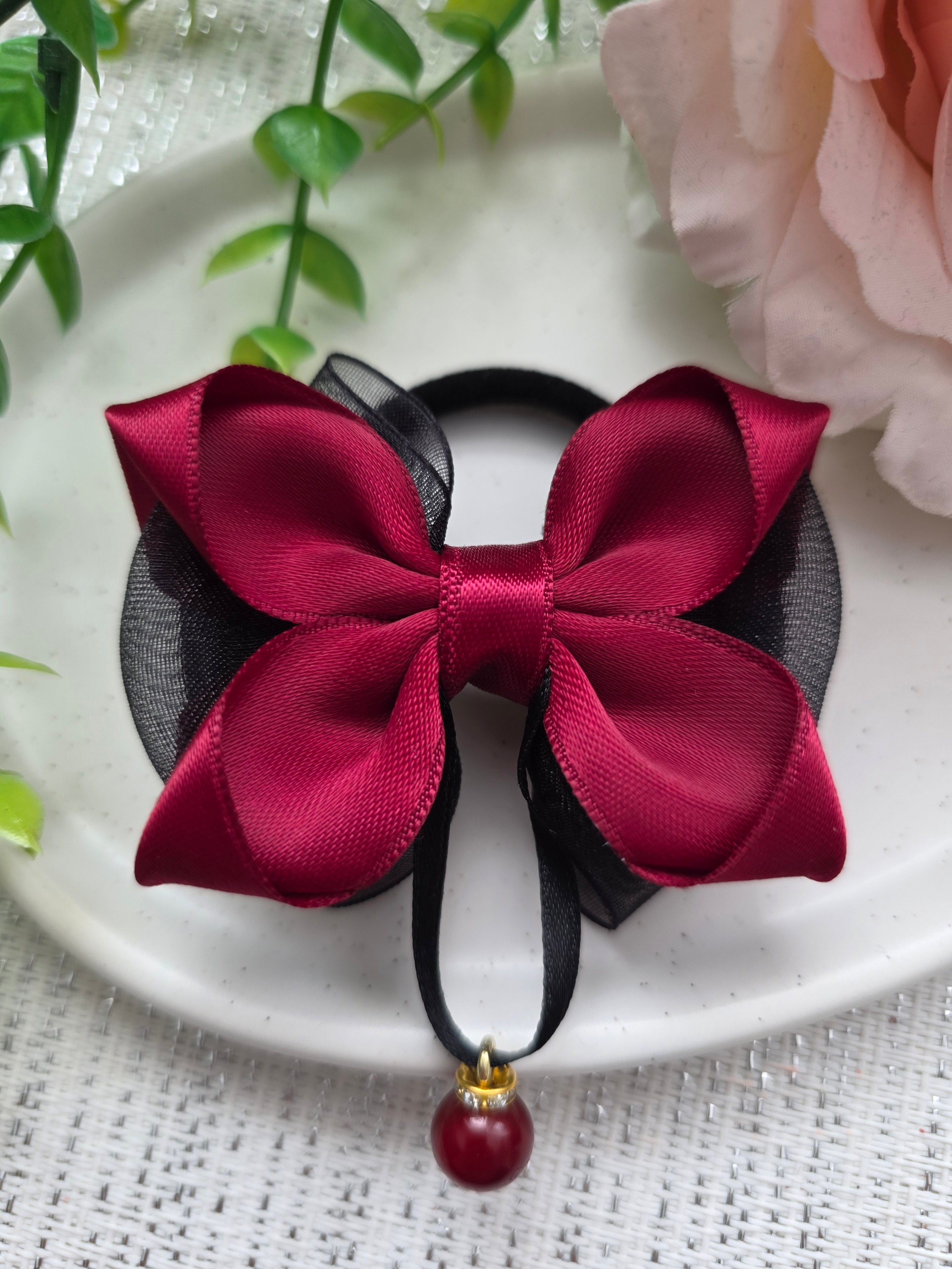 „Eleganz in Bordeaux“ Haarschleife