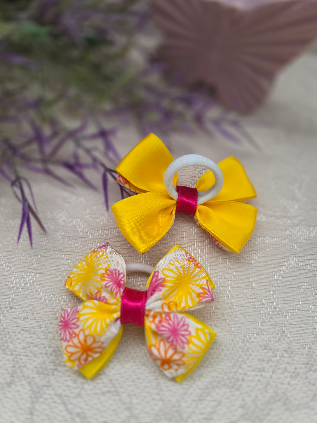 „Sonnenblümchen-Schleifen“ – 2er Set Haarschleife