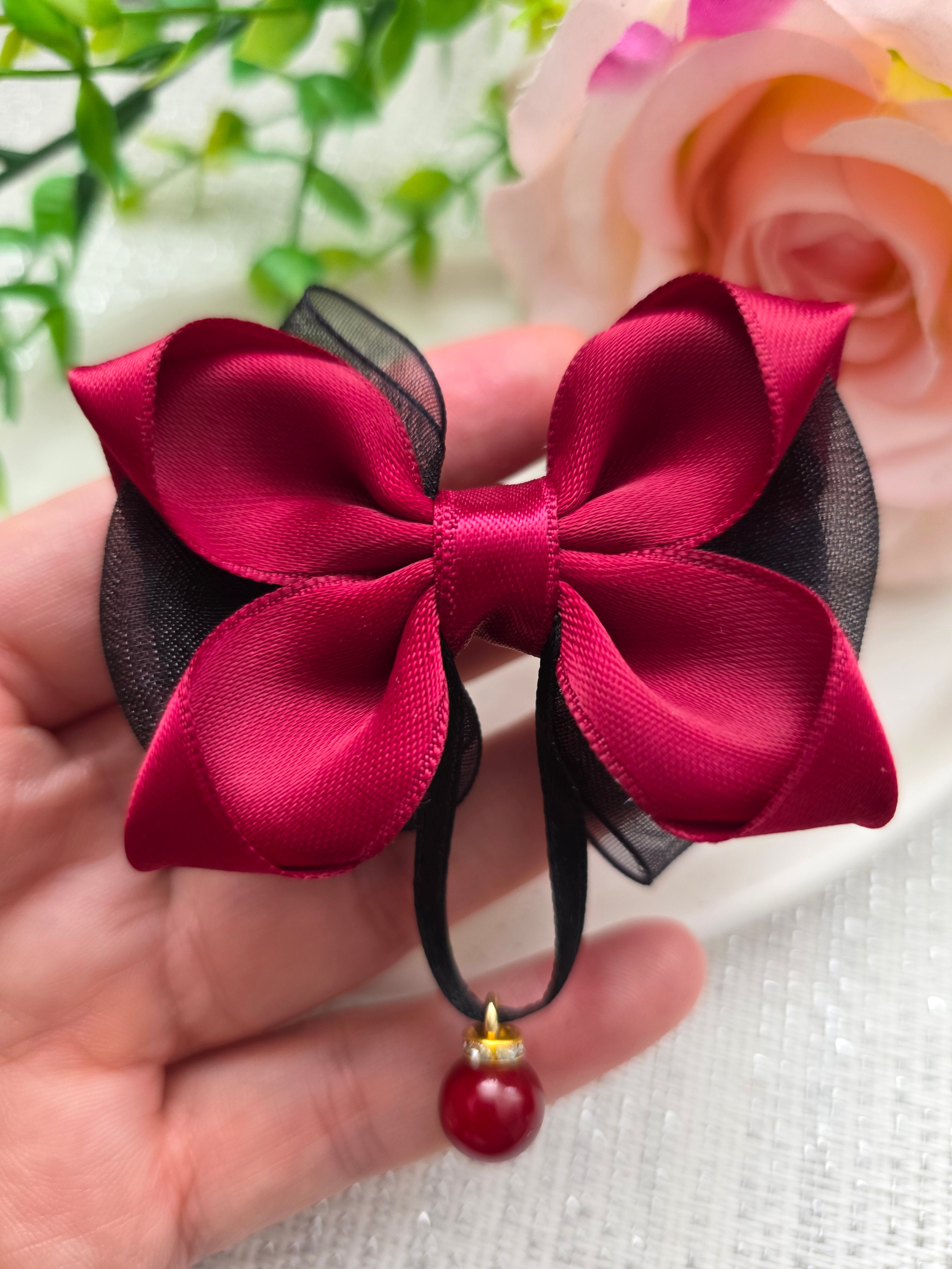 „Eleganz in Bordeaux“ Haarschleife