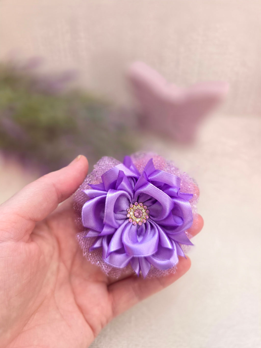 „Amethystblüte“ Haarschleife